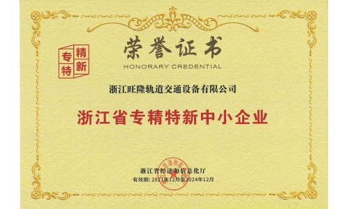 浙江省专精特新企业证书